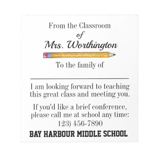 Einstieg der Eltern. Schulnote Pad Small Notizblock (Vorderseite)