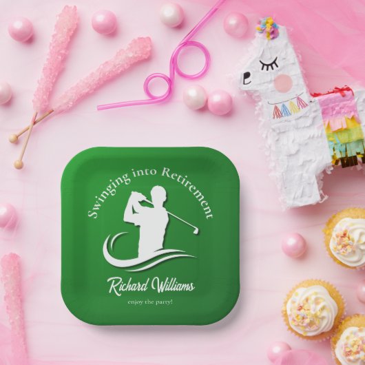 Einstieg in das Retirement Modern Golf Player Part Pappteller (Party)