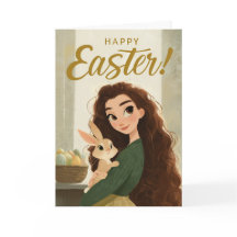 Einstimmiges Mädchen und Baby-Bunny-Ostergruß