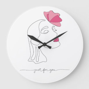 Einstrichzeichnung - Nur für dich Große Wanduhr