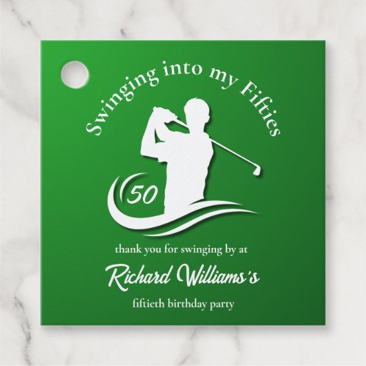 Eintauchen in mein 50er Modern Golf Player Party Geschenkanhänger (Vorderseite)