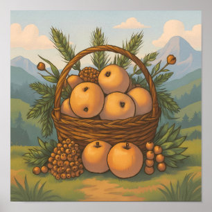 Eintauchende Herbstszene: Nahtloses Cottagecore Poster
