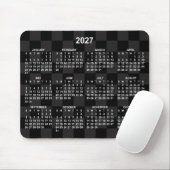 Eintöniges schwarzes Schachbrett 2027 Kalender Mousepad (Mit Mouse)