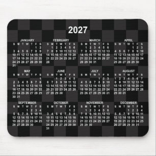 Eintöniges schwarzes Schachbrett 2027 Kalender Mousepad