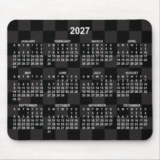 Eintöniges schwarzes Schachbrett 2027 Kalender Mousepad