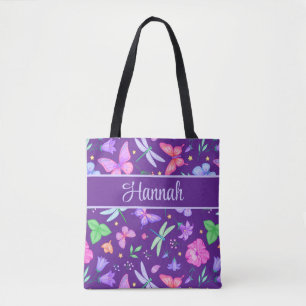 Eintrag Libelle und Schmetterling lila rosa Tasche