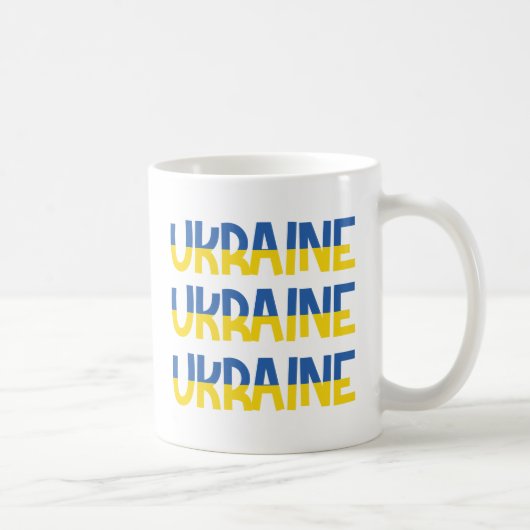 Eintragung in die Ukraine in blau-gelb Farbe Kaffeetasse (Rechts)