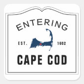 Eintritt in Cape Cod mit Gastgeschenk Hochzeit des Quadratischer Aufkleber (Vorderseite)