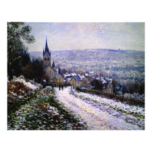 Eintritt in das Dorf Vétheuil im Winter Fotodruck