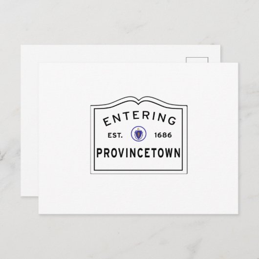 Eintritt in das MA Town-Zeichen von Provincetown Postkarte (Vorne/Hinten)
