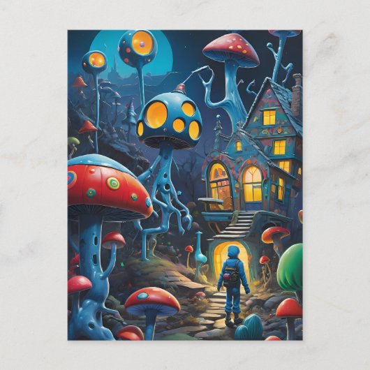 Eintritt in das Mushroom Village Ken Gage Fantasy Postkarte (Vorderseite)