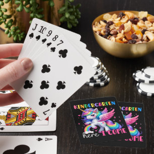 Eintritt in den Kindergarten, ich komme Einhorn Zu Spielkarten