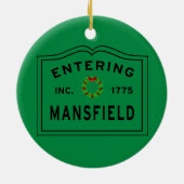 Eintritt in Mansfield MA Weihnachten Keramik Ornament (Hinten)