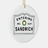 Eintritt in Zuhause Town Sign MA Weihnachten Keramik Ornament (Rechts)