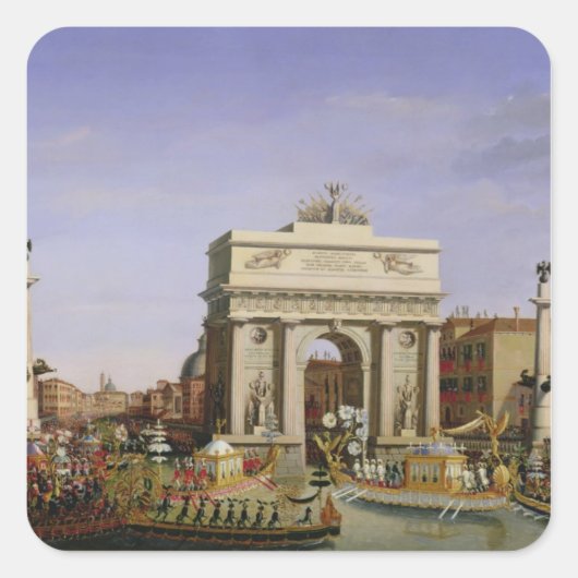 Eintritt von Napoleon I in Venedig, 1807 Quadratischer Aufkleber (Vorderseite)