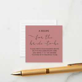 Eintrittskarte "A RECIPE" für die Brautdusche. Begleitkarte