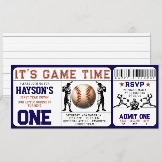 Eintrittskarte für das erste Jahr ab Baseball zum  Einladung