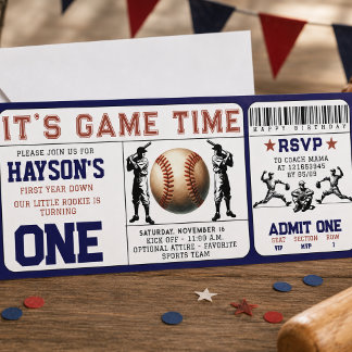 Eintrittskarte für das erste Jahr ab Baseball zum Einladung