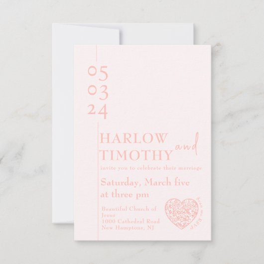 Eintrittskarte für das Hochzeitsgehäuse mit Herzfo Dankeskarte (Vorderseite)