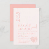 Eintrittskarte für das Hochzeitsgehäuse mit Herzfo Dankeskarte (Vorne/Hinten)