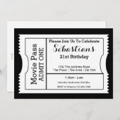 Eintrittskarte für das neue Party in Schwarz und W Einladung (Vorne/Hinten)