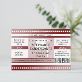 Eintrittskarte für den Abschluss oder das Party Einladung (Stehend Vorderseite)