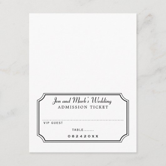 Eintrittskarte für den Film Schwarz/Weiß Platzkart Einladung (Vorderseite)