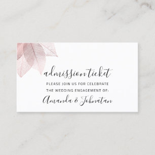 Eintrittskarte für die Hochzeit von White Rose Visitenkarte