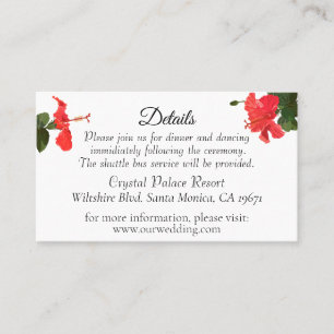 Eintrittskarte für die Hochzeitdetails mit Hibisku Platzkarte