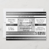 Eintrittskarte für eine Schwarz/Weiß-Graduiertengr Einladung (Vorderseite)