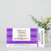 Eintrittskarte für lila Filmabend Party Einladung (Stehend Vorderseite)