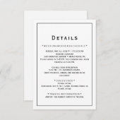 Eintrittskarte für Minimalistische Hochzeitdetails Begleitkarte (Vorne/Hinten)