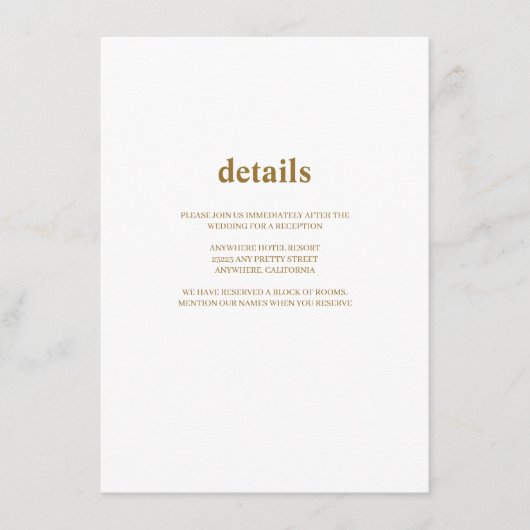 Eintrittskarte für moderne Arten von Hochzeitsinfo Begleitkarte (Vorderseite)