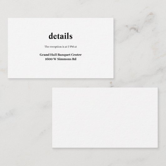 Eintrittskarte für moderne Arten von Hochzeitsinfo Begleitkarte (Vorne/Hinten)