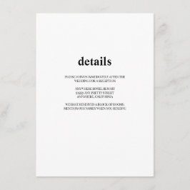 Eintrittskarte für moderne Arten von Hochzeitsinfo Begleitkarte