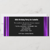 Eintrittskarte Geburtstagsparty Foto Lila Black Einladung (Rückseite)