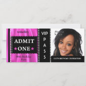 Eintrittskarte Geburtstagsparty Foto Rosa Schwarz Einladung (Vorderseite)