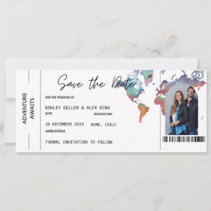 Eintrittskarte Save The Date Mit Foto  Einladung
