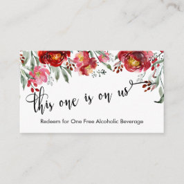 Eintrittskarten für Burgund Red Floral Drinks Begleitkarte