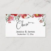 Eintrittskarten für Burgund Red Floral Drinks Begleitkarte (Rückseite)