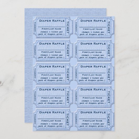 Eintrittskarten für Windeln Einladung (Vorne/Hinten)