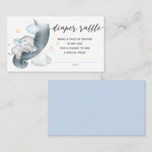 Eintrittskarten für Windeln (Junge schlafend Elefa Begleitkarte (Vorne/Hinten)