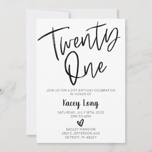 Einundzwanzig 21. Geburtstag Einladung (Vorderseite)