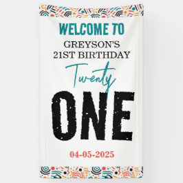 einundzwanzig | 21. Geburtstag mit farbenfroher Ge Banner