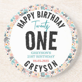einundzwanzig | 21. Geburtstag mit farbenfroher Ge Getränkeuntersetzer