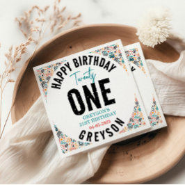 einundzwanzig | 21. Geburtstag mit farbenfroher Ge Serviette