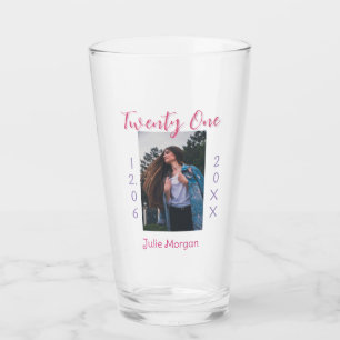 einundzwanzig Foto Geburtstag pink lila Mädchen Ju Glas