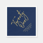 einundzwanzig | Modern Navy Blue 21. Geburtstag Pa Serviette (Vorderseite)