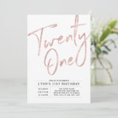 einundzwanzig | Rose Gold 21. Geburtstag Party Einladung (Stehend Vorderseite)