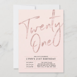 einundzwanzig | Rose Gold Pink 21. Geburtstag Part Einladung